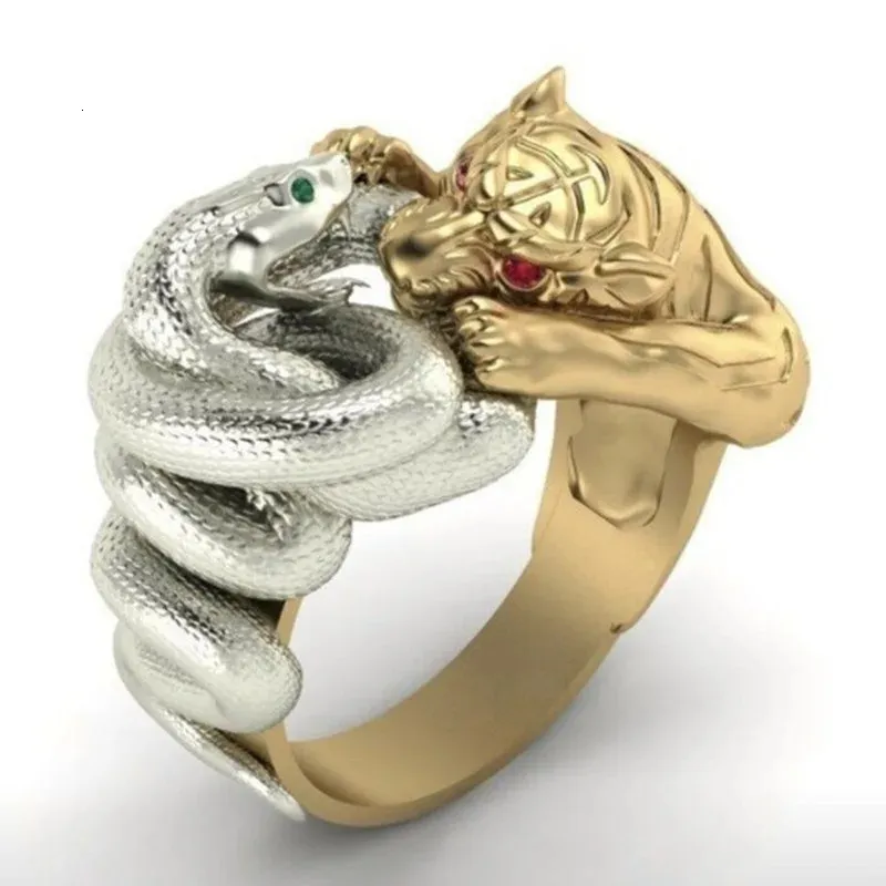 Punkboy Creative Rings for Men Snake Tiger Panter