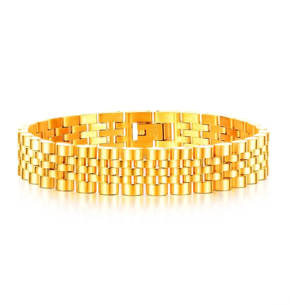 Bracelets bracelets pour hommes bijoux Sliver Golden Black Watch chaîne en acier inoxydable pop pop mâle bracelet Bangles Boys Anniversaires Gift5588044