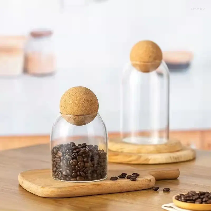 Bouteilles de rangement 2pcs en verre en verre jar jar café grain de graine créativité