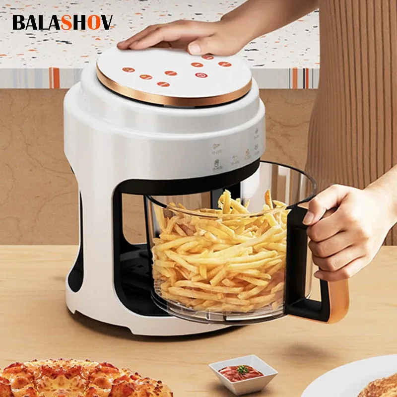 Fryers 220V Visual Air Fryer 3L Capacité Capacité Free Electric Fryer ménage automatique Mésage à 360 ° Écran tactile LED Fryer Fryer sans huile