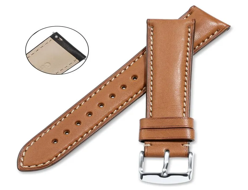 Band de montre de gueule en cuir en cuir en cuir en cuir avec boucle à broche en argent 18 mm 20 mm 22 mm3480491
