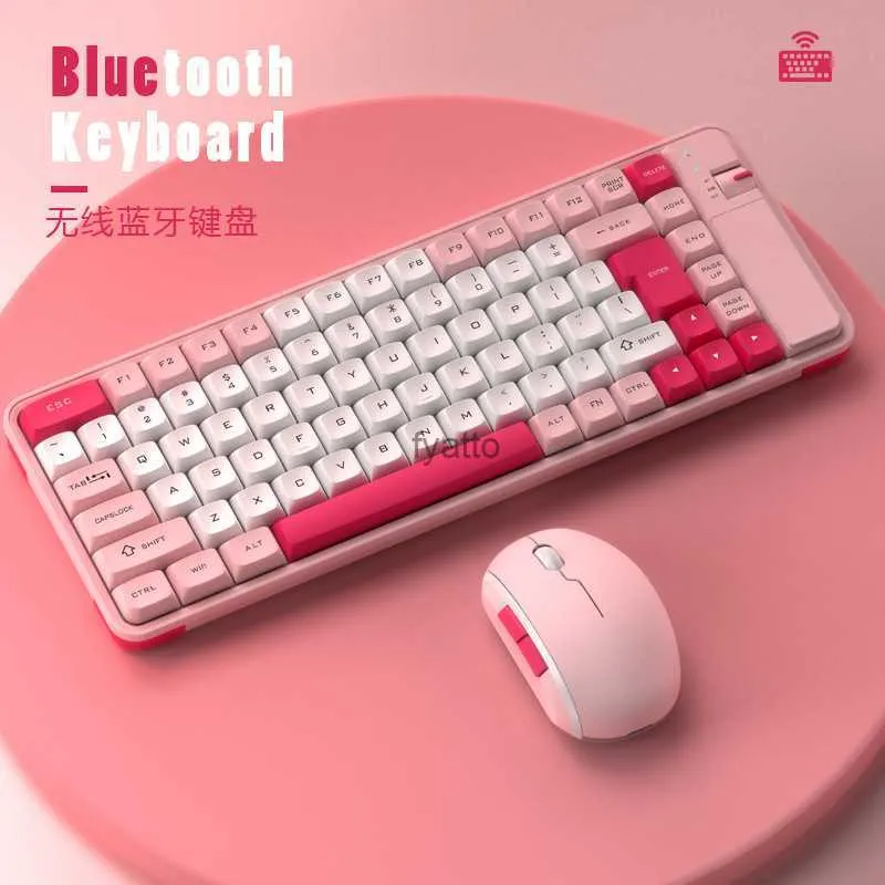 Toetsenbordmuiscombo's QW06 Office Entertainment Dual-Mode Color Keyboard en Mouse Set Wireless Bluetooth Universal Female Female Hoge verschijning H240412