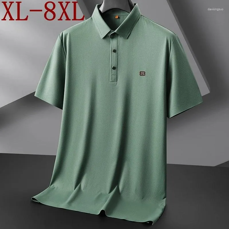 Polos maschile 8xl 7xl 6xl 2024 Summer Ice Silk Polo traspirante Shirt Maglie Top Business Casual Mens Shirts Abbigliamento di fascia alta