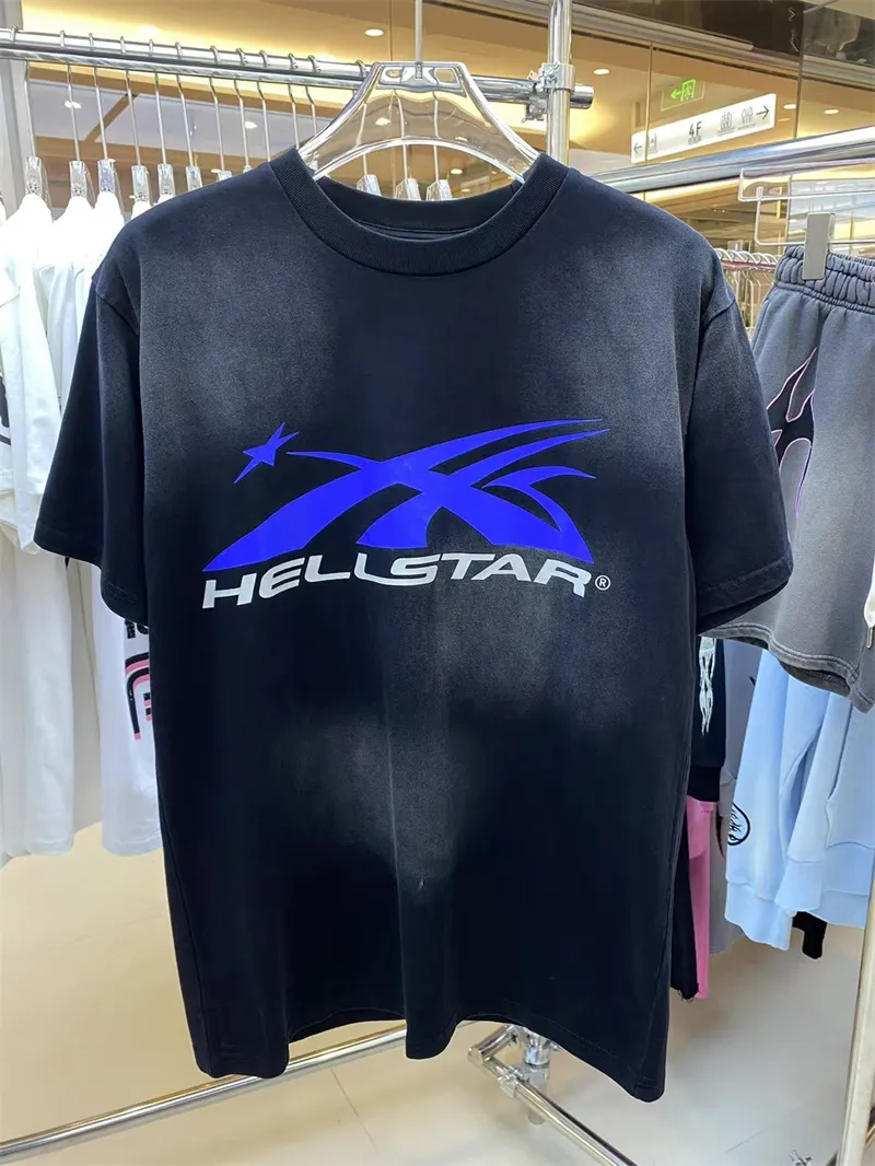 2024 NEW Hellstar from Europe and America Vintage Washed Loose Letter Print 1:1 Label High Street T-shirt