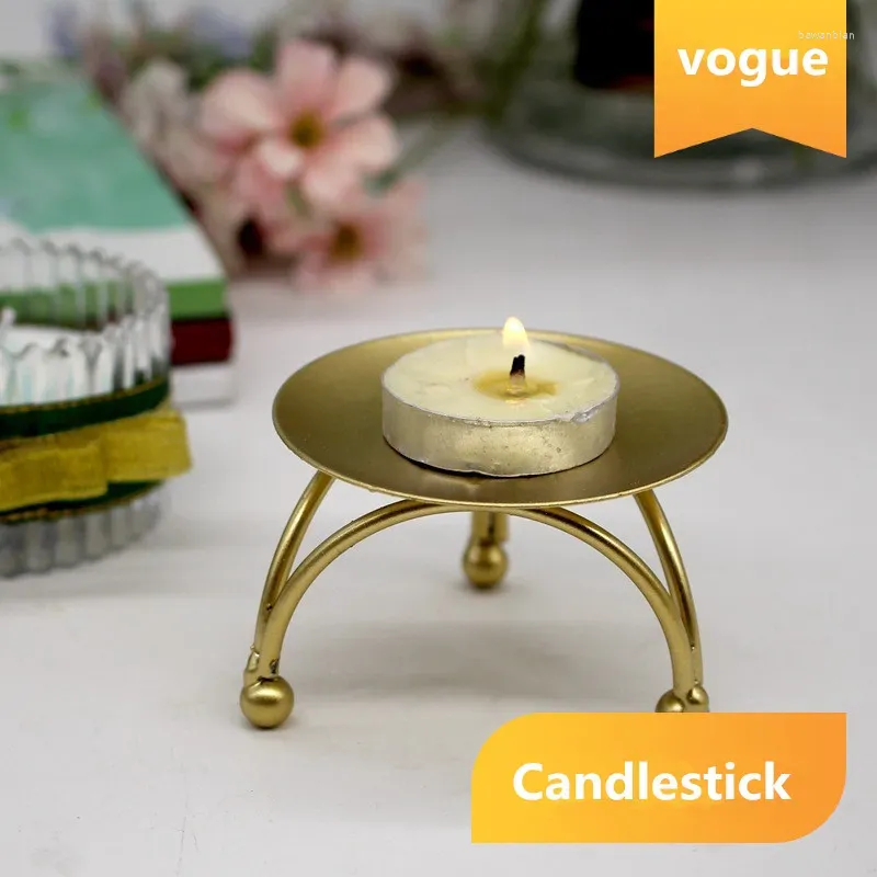 Candle Holders Geometry Round Iron Candlestick Three Dimensional Originality Holder Simple Easy Golden Desktop Decoration