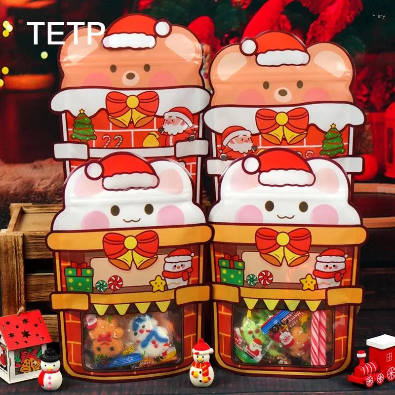収納バッグTETP 50PCSハンドルパーティーキャンディークッキー付きクリスマスギフトパッケージロリポップデコレーションチャイルド年