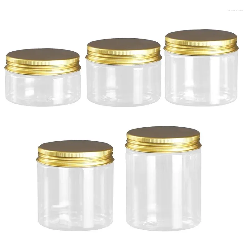 Förvaringsflaskor 22st Pet Clear Plastic Cosmetic Jars Gold Aluminium Lid Hårmask Behållare Tom hudvårdskräm Krukor 100g 120G 150G 200G