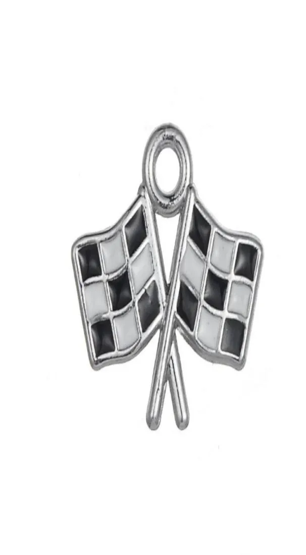 JF118 New Arrival Zinc Alloy Enamelled Black and White Flag Charms Pendant For DIY Making Jewelry68970471951771