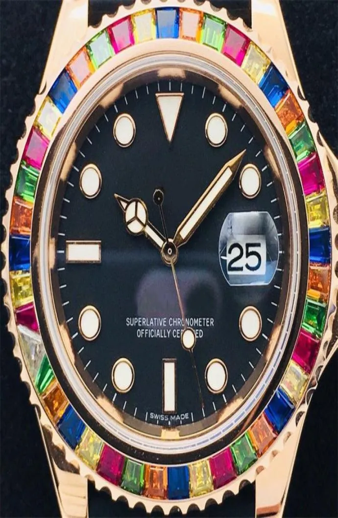 Men039s kolorowy pierścień wiertniczy Automatyczny ruch łańcuchowy 40 mm Ochrona środowiska Naturalna taśma z 316 stalową skorupę SAP8048019