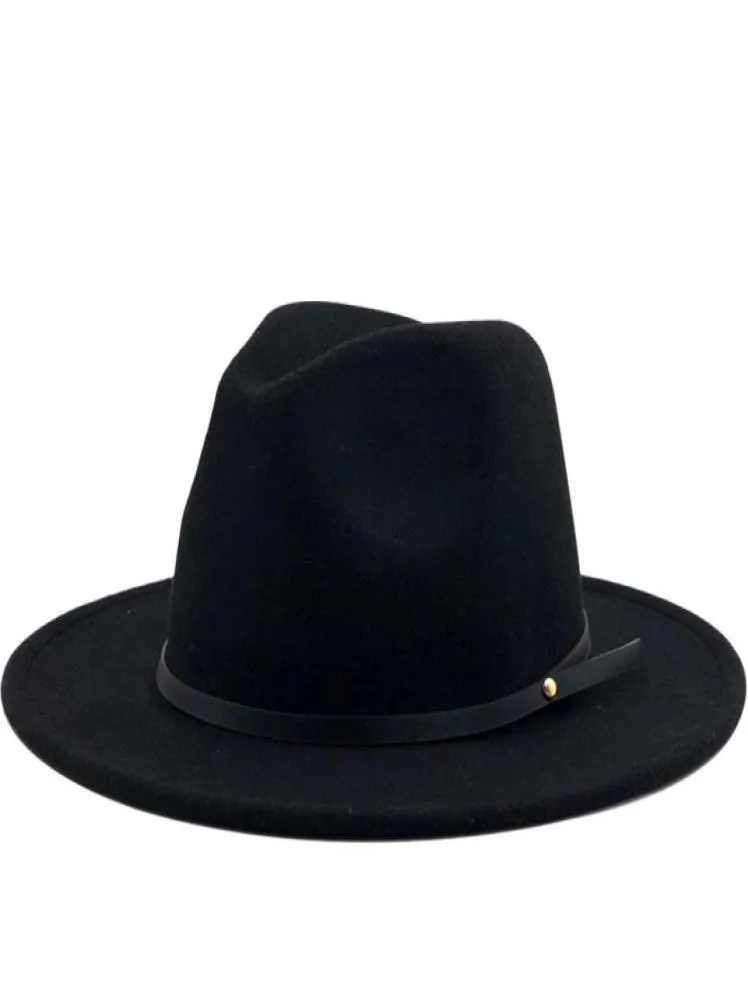 Enkla kvinnor män ull vintage gangster trilby filt fedora hattar med bred grim gentleman elegant lady vinter höst jazz caps4687784749504