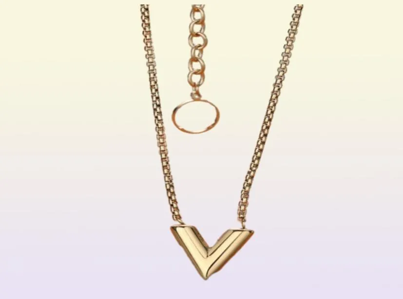 Designer clássico pingente charme pulseiras ouro amor v colar jóias de moda letra plated letra simples coração de luxo pingente1087468