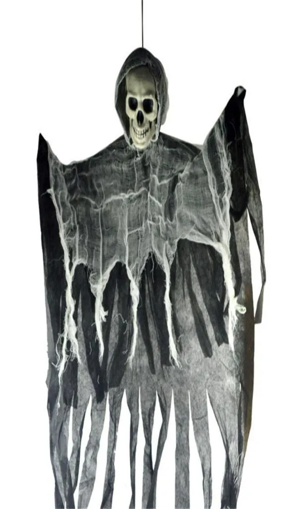 Halloween Decorazione Scheletro inquietante Faccia appesa Horror Horror Haunted House Grim Reaper Halloween Props Supplies JK1909XB7016553