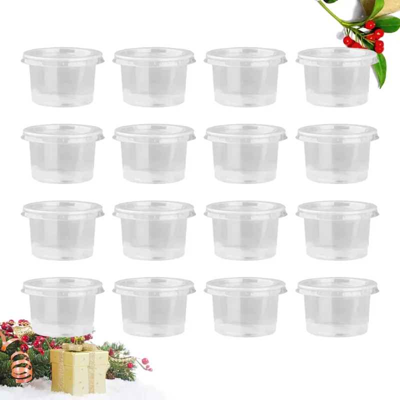 Disposable Cups Straws 100/50PCS Plastic Container Clear Sampling With Lidss Bowls Lids For Mousses Sauce Jelly