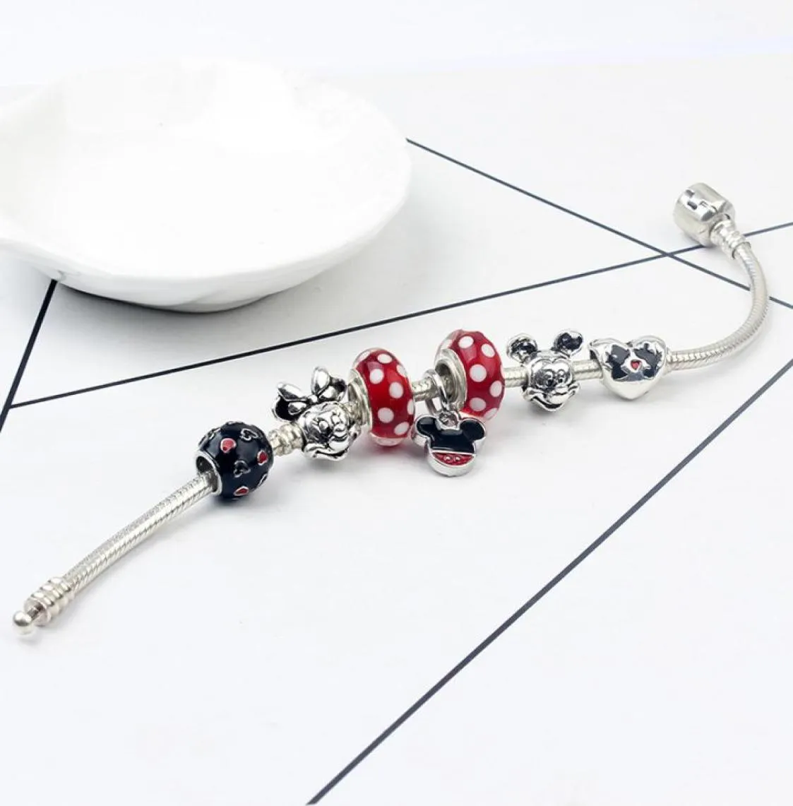 Wholesale- Murano Glass Cartoon Charm Bracelets For Women crystal Original DIY Jewelry Style Fit with Crown6257749