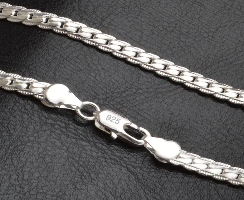 20 Inch 5MM Trendy Men 925 Silver Necklace Chain For Women Party Fashion Silver Figaro Chain Necklace Boy Accessories6464970