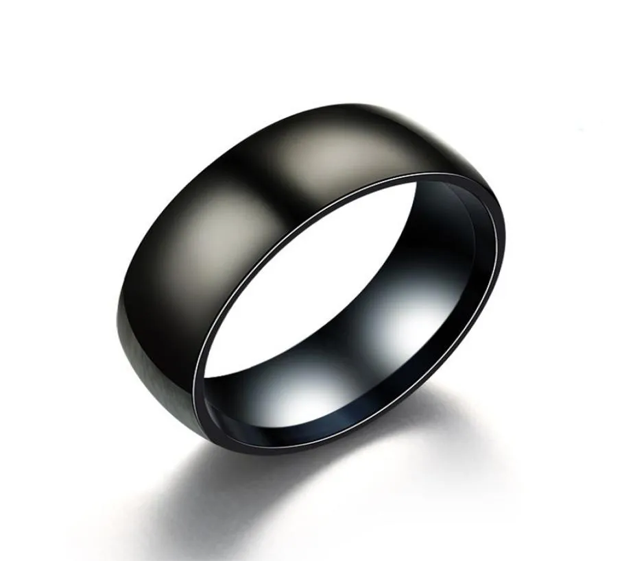 Fashion Black Titanium Ring Men Matte Matte Finita Finito classico Anel Jewelry Rings per fedi nuziali da festa maschile9310555