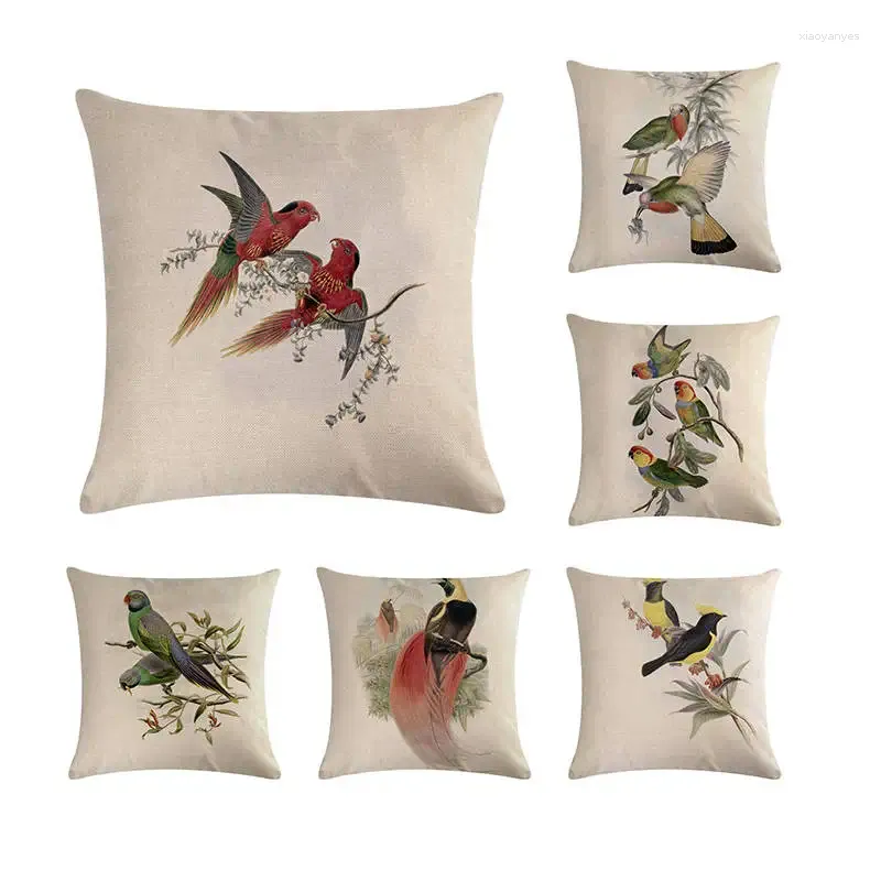 Cubierta de pájaros de almohada Hermosa alas ngel decoración de sofás para el hogar de lino cintura de soporte de cintura de algodón 45x45cm zy309