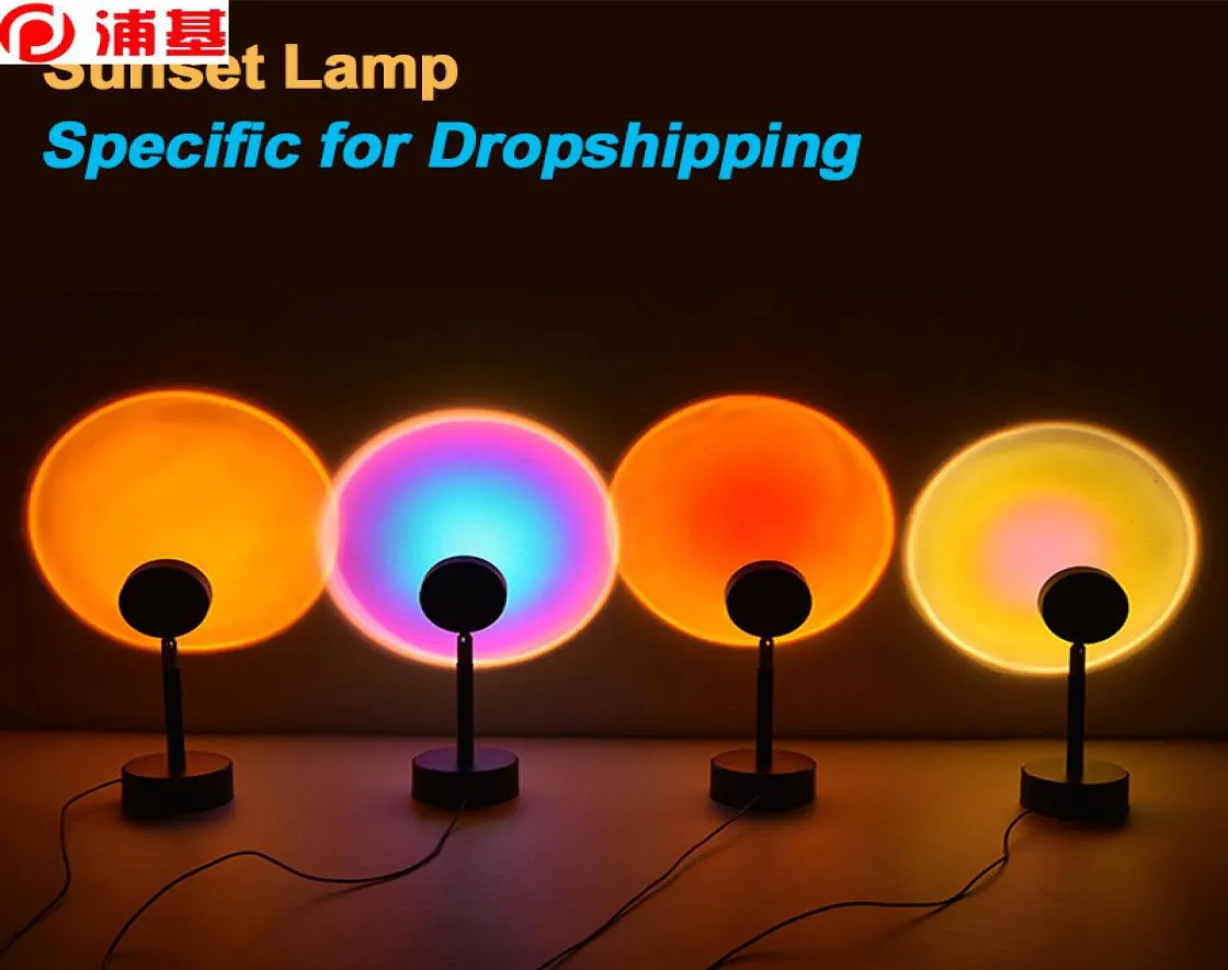 Sonnenuntergangsprojektion Lampe LED Nachtlichter Sonnenuntergang Lampe Schlafzimmer Dekor USB Regenbogenprojektoratmosphäre für Home Bar Drop6416098