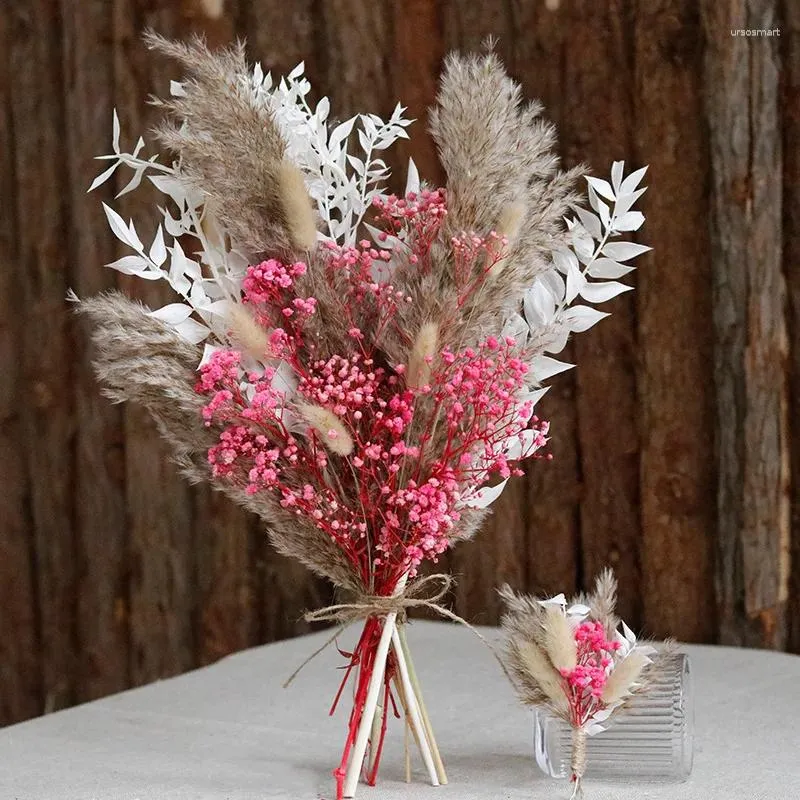 Decorative Flowers Natural Fluffy Pampas Grass Dried Tail Bouquet Nordic Boho Home Table Decor Wedding Party Decoration