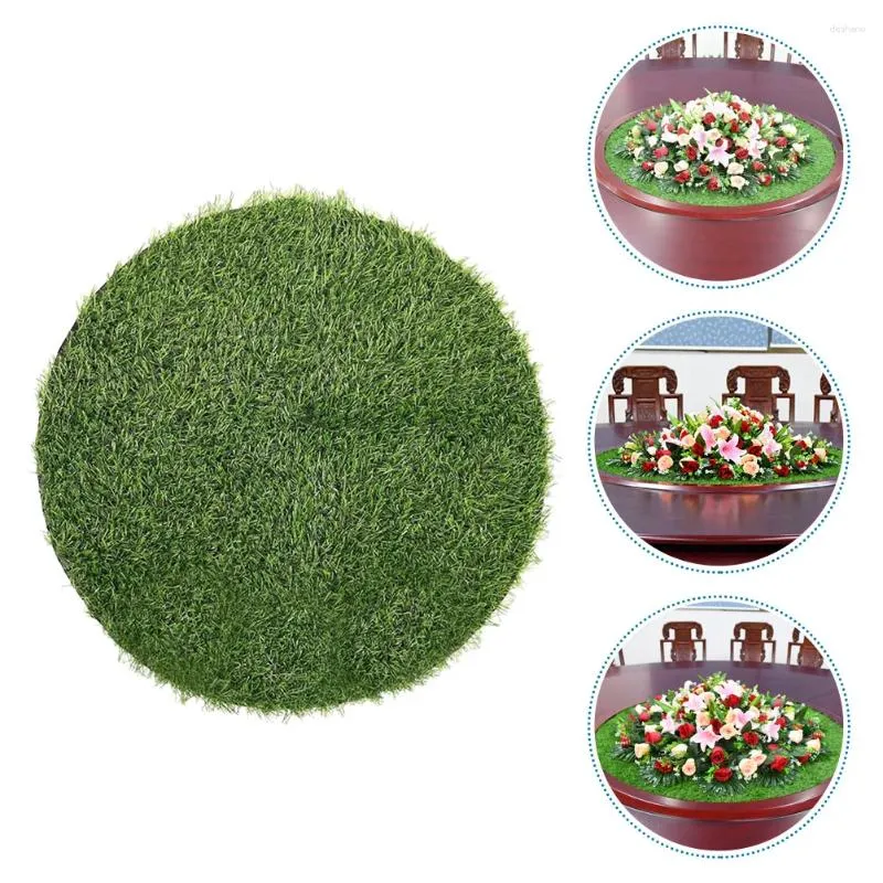 Decorative Flowers Bedding Manhole Cover Decoration Lawn Round Rug Plastic Simulation Grass Placemats