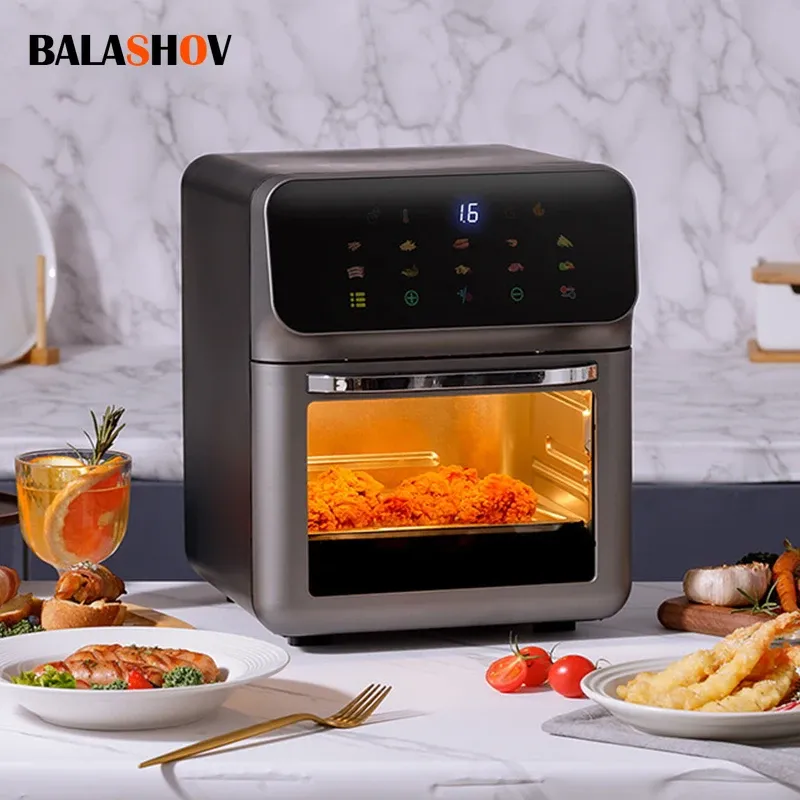 Fryers 10L NEW AIR FRYER Hushåll Electric Oven Smart Air Fryer Kök Bakning Toaster Rotisserie and Dehydrator Multifunction Oven
