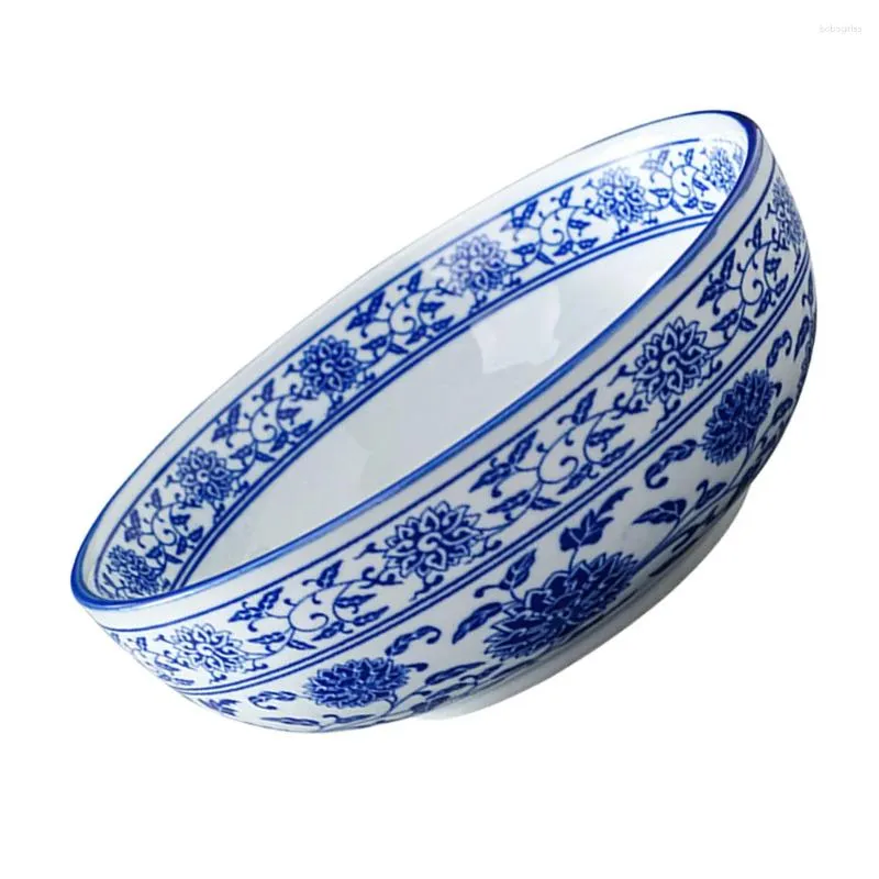 Tasses Saucers Conteneurs micro-ondes pour pâtes Dîner Ramen couvercle Udon Bols Fruit Bleu Blanc Porcelaine