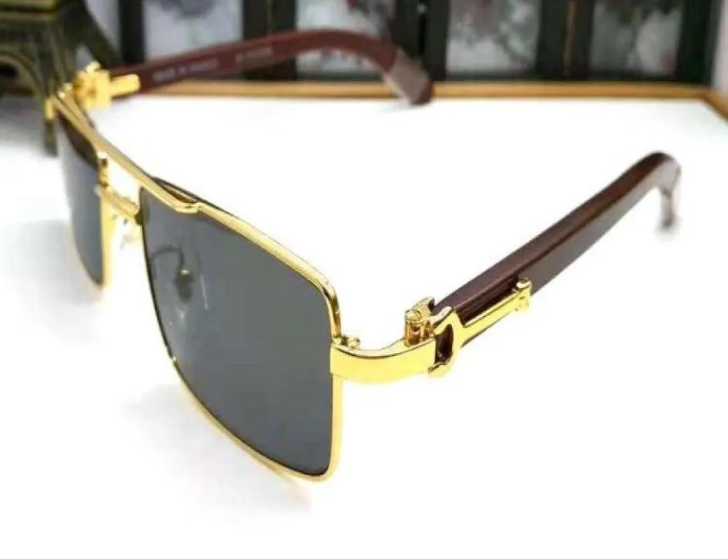 Frankreich Sportart Full Randless Bambus Sonnenbrille Holzbein Buffalo Hornbrille für Herren Holz Brillen mit roten Box Lunettes2751384