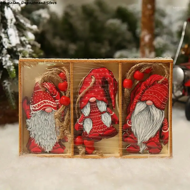 Figuras decorativas Listado de madera de Santa Claus enano Dwarf Goblin Cute Classic Red Plaid Fairy Creative Christmas Árbol de Navidad Mini decoración Inicio