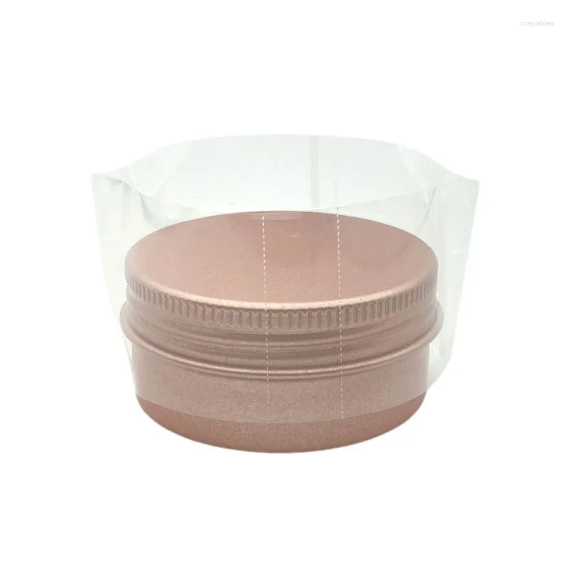 Bouteilles de rangement 200 pcs / lot rétractable les bandes de rétrécissement en plastique en plastique en plastique coiffure enveloppe à manche pour pots