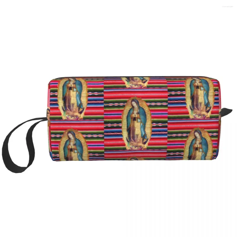 Sacs de rangement Notre-Dame de Guadalupe Virgen Maria Zarape Tobetry Sac Vierge Maquillage catholique Cosmetic Ladies Beauty Dopp Kit Box