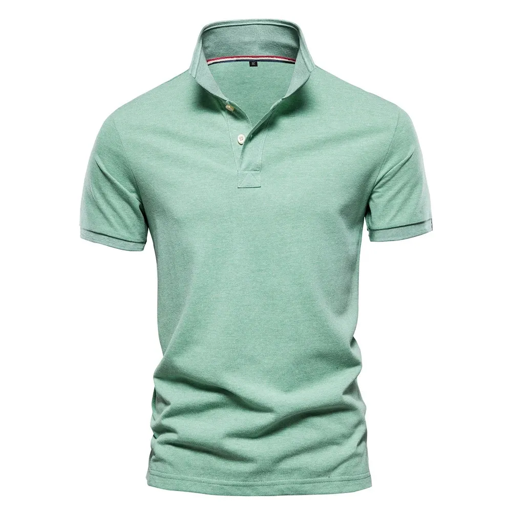 Aiopeson cotton mens polos Solid Color Classic Polo Shirt Männer Kurzarm Top -Quality Casual Business Social 240410