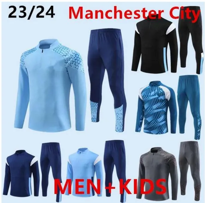 23 24 25 Man City Tracksuit City Haaland Half Zip Training Suit Men Kids 22/23/24 Long Sleeve Sportswear Football 22 23 Boys Girls 생존 발 chandal 10/2xl