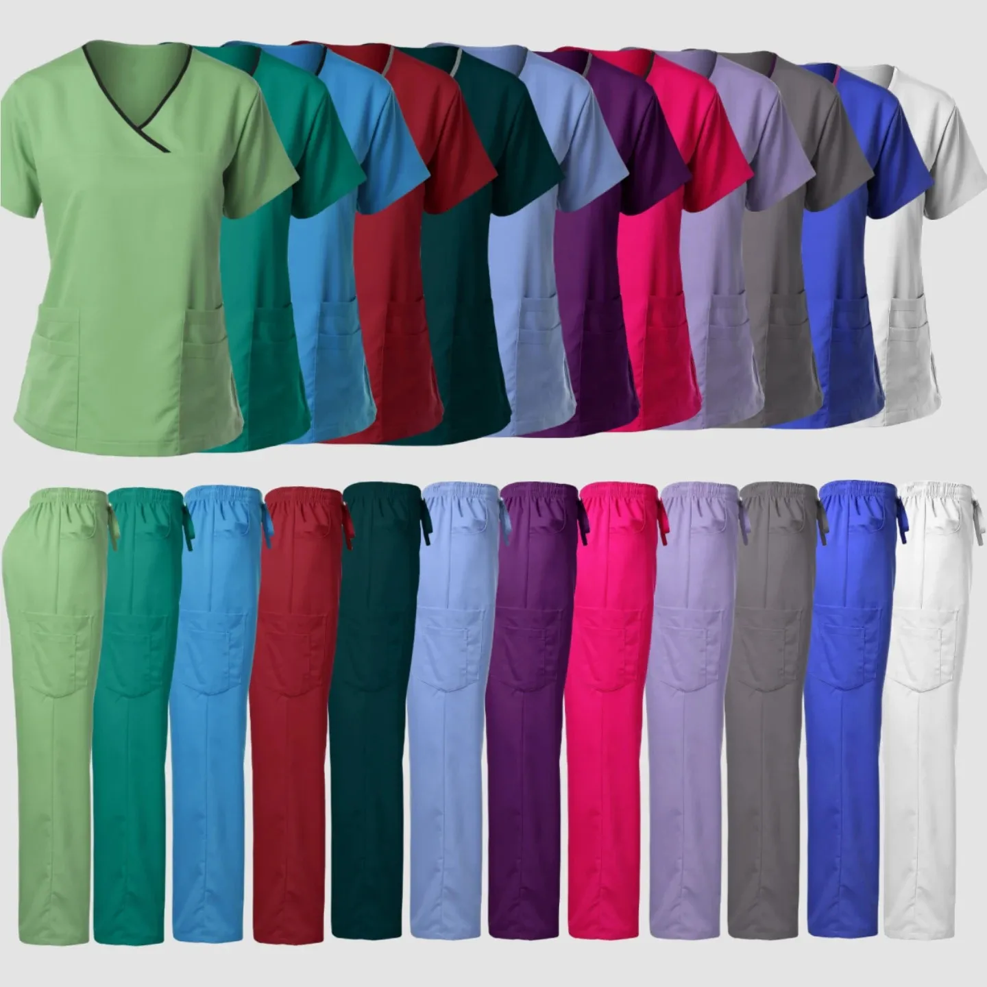 High Quality Hospital Uniform Wholesale Tops And Pants Women Nursing Scrubs Uniforms Sets 240412