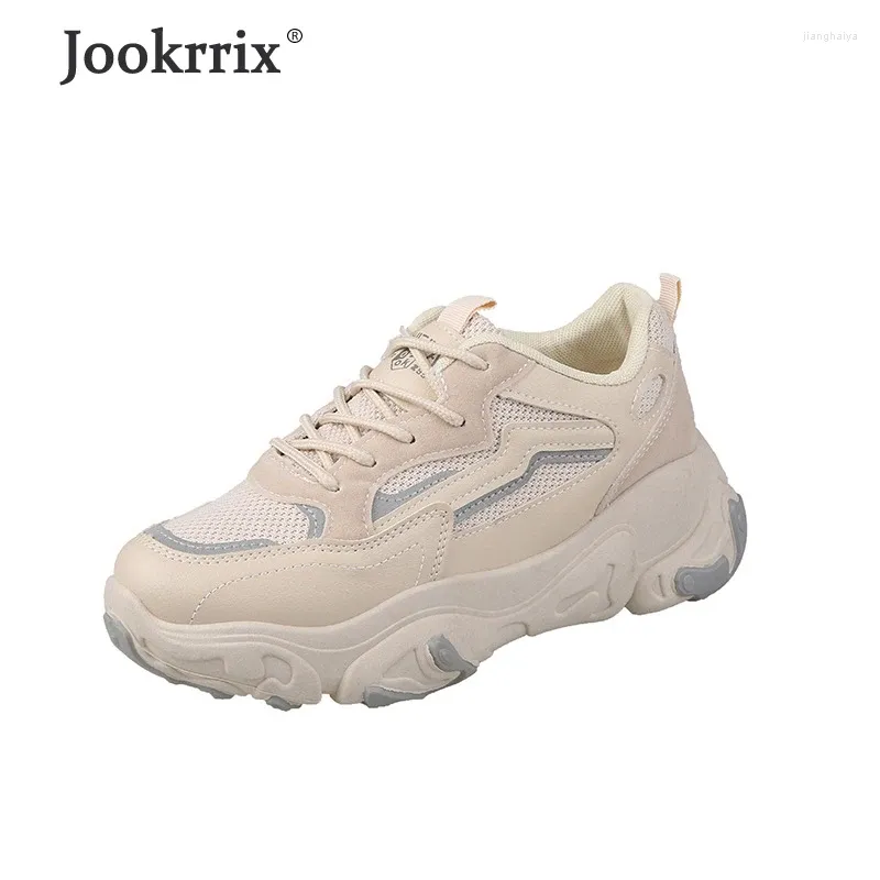 Fitness Shoes Jookrrix 2024 Mulheres Autumn Moda feminina aumentou 5 cm de tênis robustos marca casual lady Pu couro zd2776