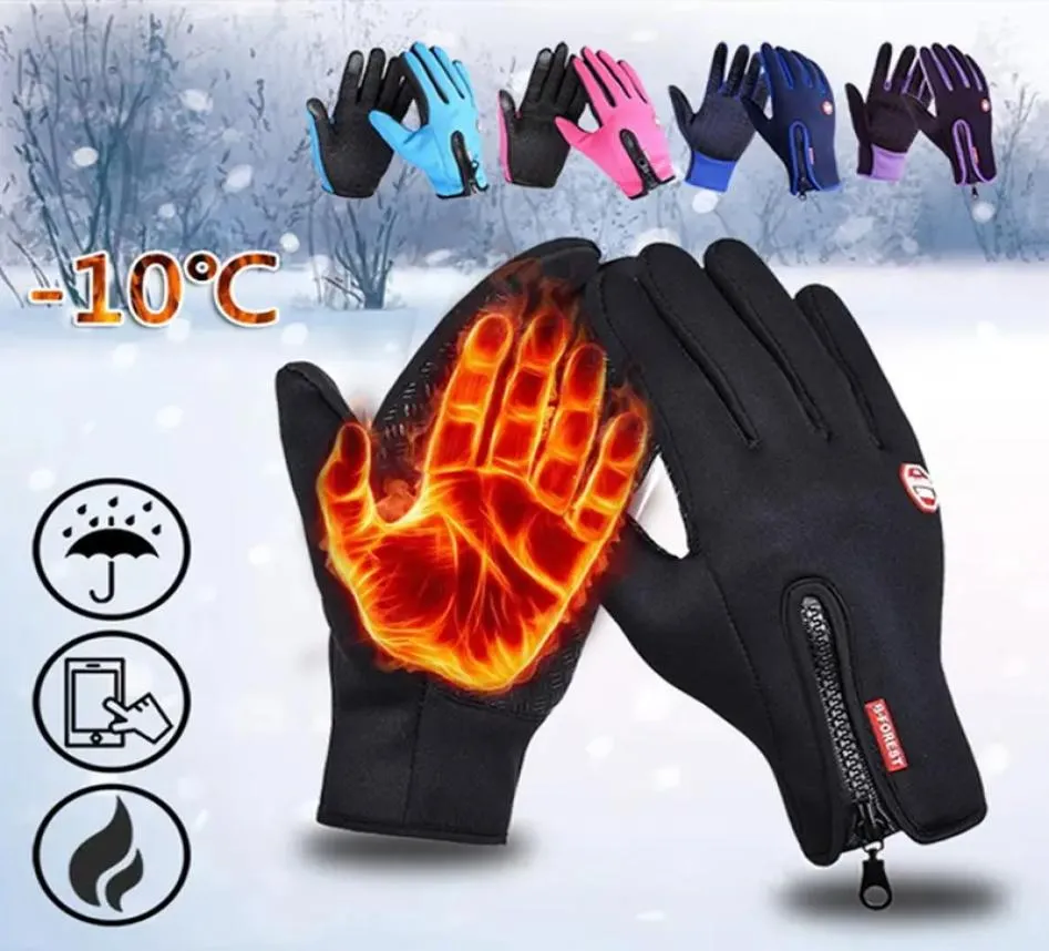 Vinterhandskar män damer pekskärm varm utomhus ridning kör motorcykel kallt handskar vindtät nonslip unisex mittens9063964
