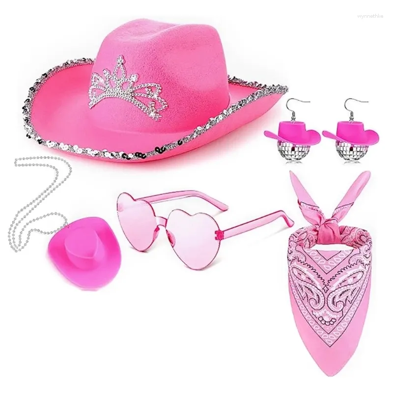 Berets Delicate Pink Cowboy Hat nachtclubs en feesten Po Studio Props Stage -uitvoeringen Multifunctionele decoratie