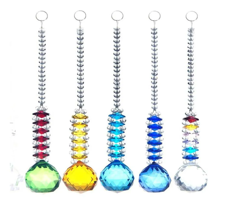 5PCS Hanging K9 Crystal Suncatcher 30MM Ball Chandelier Part Prism Hanging Glass Chakra Feng Shui Pendants Home Decorations W02833019966