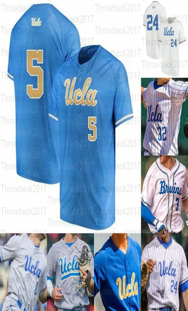 2021 Бейсбольные майки в колледже UCLA Брэндон Кроуфорд 7 Чейз Атли 12 Геррит Коул 42 Робинсон белый серый светло -голубой синий 8821302