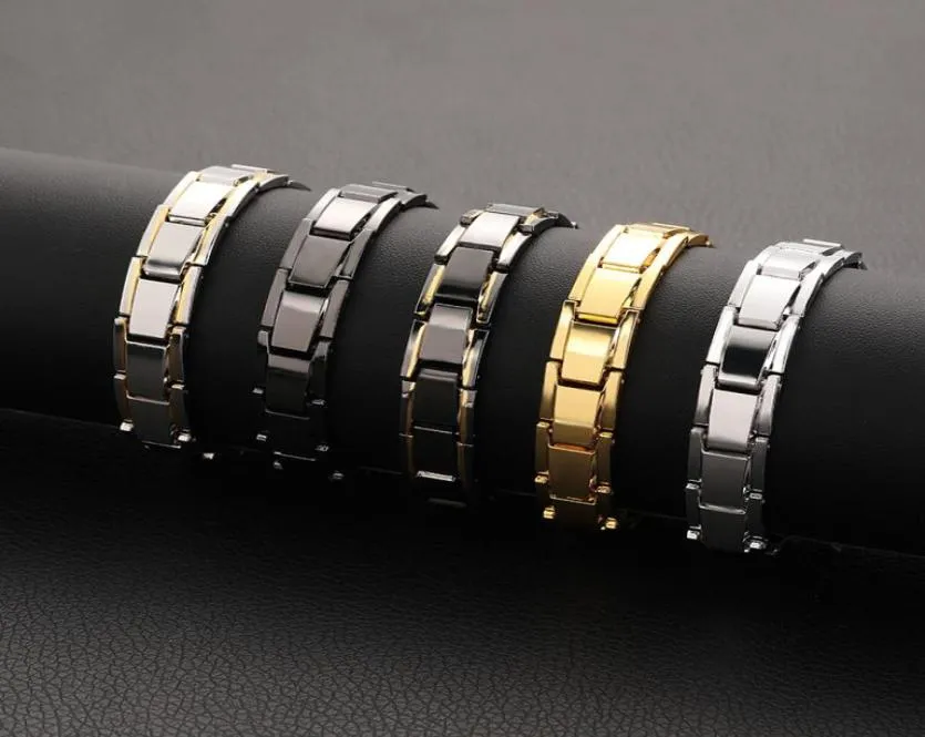 European and American Men039s Tennis Magnetic Bracelet Magnetic Therapy Hematite Titanium Steel Removable8164830
