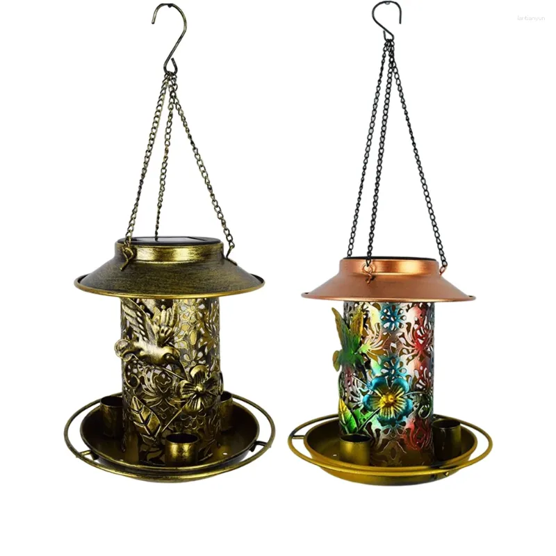 Other Bird Supplies Solar Feeder LED Lamp Hanging Outdoor IP55 Waterproof Bronze Metal Tray Outside/Garden Decoration