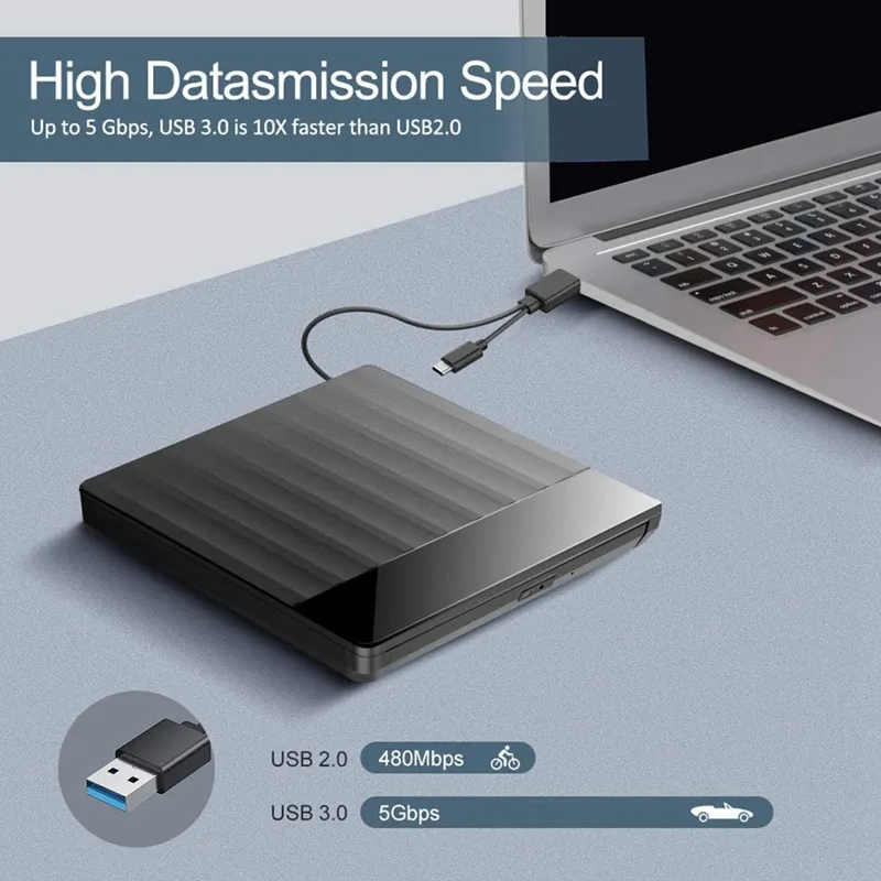 BlueFire External DVD Drive USB 3.0 Portable CD DVD Reader