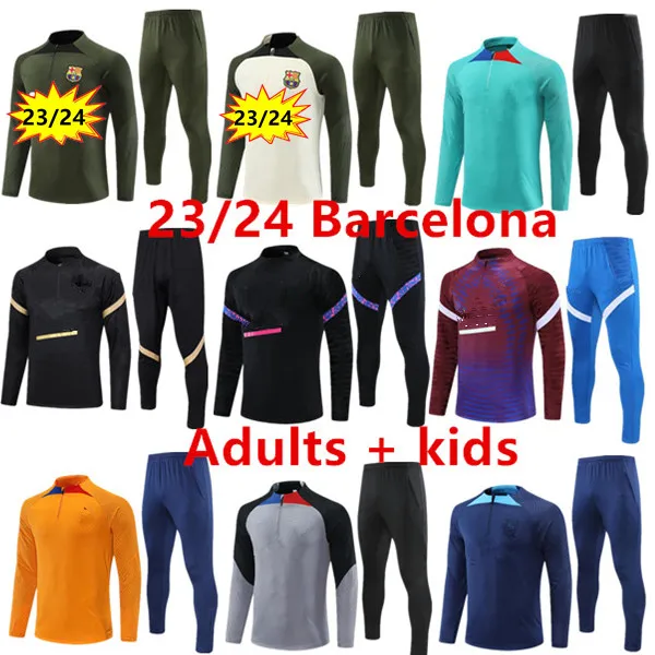 22/23 LewandowskiサッカートレーニングスーツAnsu Fati Camisetas de Football Men and Kids Tracksuit Barca Set Ferran Adama Auba Pedri Gaviトラックスーツ