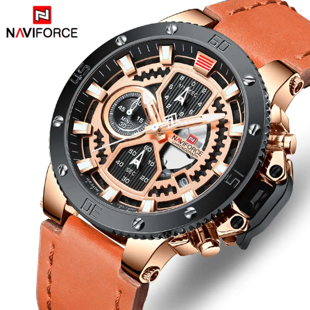 wrists de bracelet Naviforce Naviforce Mens montres Top Brand Luxury Quartz Gold Watch Men Leather Military Imperproof Sport Wristwatch Relogie Masculino High Quality