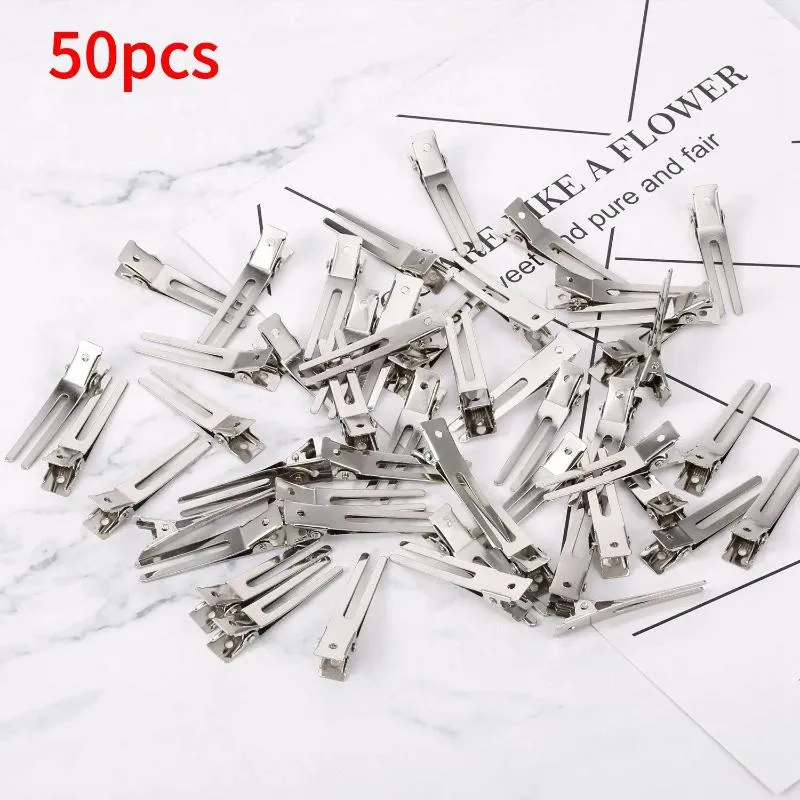 Storage Bags Hairdressing Double Prong Pin Curl Setting Section Metal Alligator Clips Hairpins