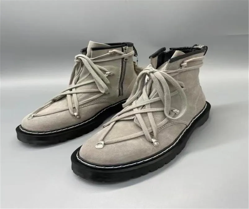 21SS Эксклюзивная подлинная кожаная кожа Goodyear Boots Made Shead x Толстая подошва кросс -кроссов кружев