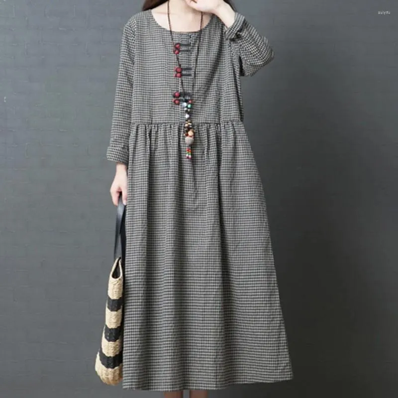 Robes décontractées de printemps de printemps surdimensionnés maxi robes japonais mode jonfère o-cou hauts patchwork rayures quotidiennes streetwear