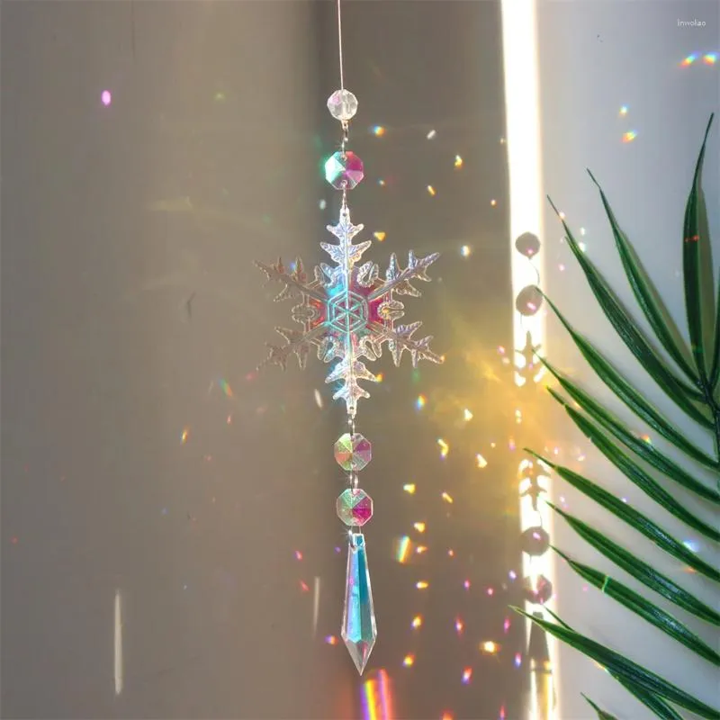 Garden Decorations Snowflake Crystal Pendant Durable Hangable Rainbow Ornament Car Accessories Window Outdoor Decoration