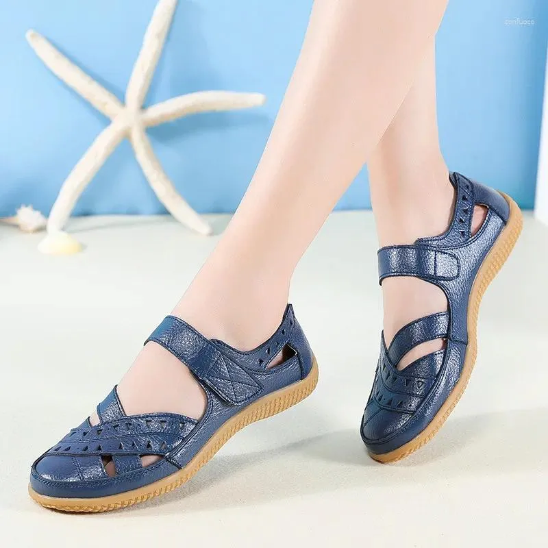 Casual Shoes Non-slip Soft-soled Fashion Women's Sandals Comfortable And Lightweight Leather Roman Style Summer Large Size 42