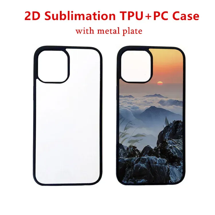 Retail 2D Sublimation Case for iPhone 13 PRO XR X Silicone TPU+PC Case for Heat Transfer Printing with Aluminum Sheet for 14 PLUS PRO MAX