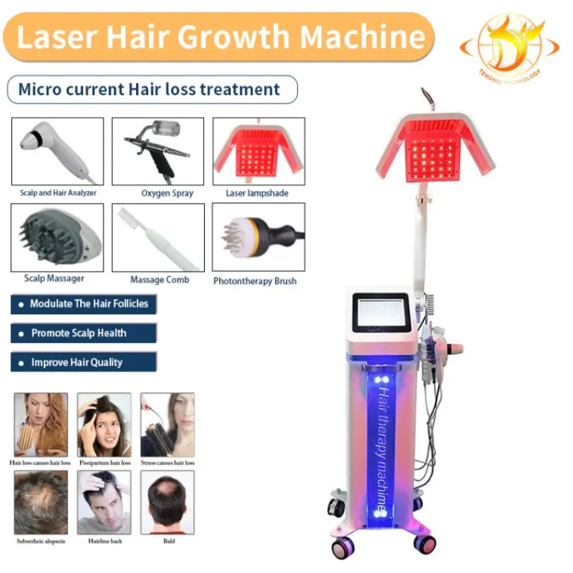 Laser Machine Lllt Hair Therapy 190 Diodes Laser For Hairs Regrowth High Frequency And Ozone Comb Anti Loss Machine